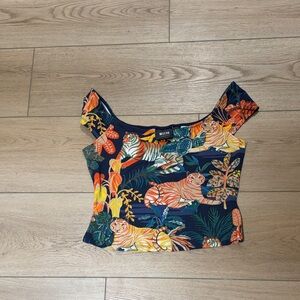 Maeve by Anthropologie Multicolor Tropical Print Crop Top